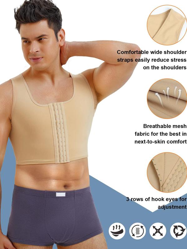 Men's Solid Color High Stretch Shapewear Tank Top, Comfortable Breathable Tummy Control Shaper, Tummy Tuck Shaper for Men