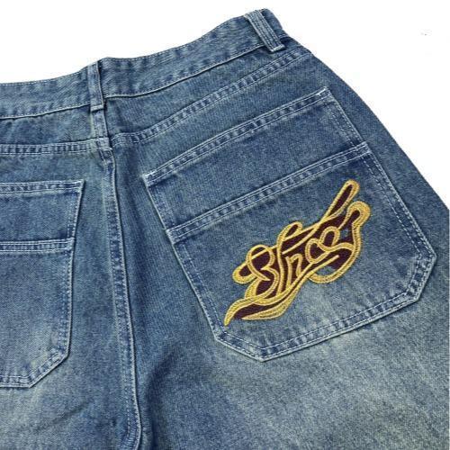 Fashion jeans street trend skateboard pants gothic jeans new Y2K Harajuku embroidery hip-hop jeans men's underwear men's pants street trend sports pants