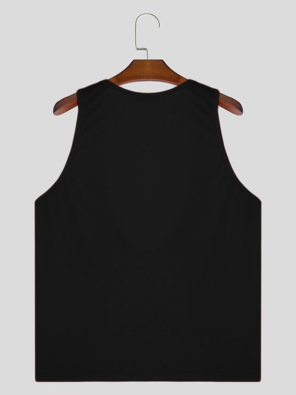 Men's Solid Deep V Neck Tank Top, Casual Loose Sleeveless Top for Summer, Fashion Men's Streetwear Clothing for Daily Wear