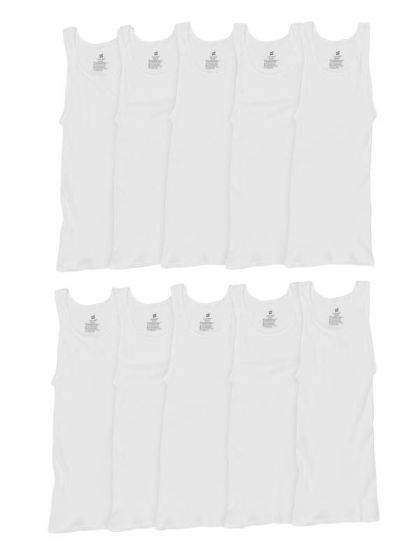 Hanes Men's Super Value Pack White Tank Undershirts, 10 Pack