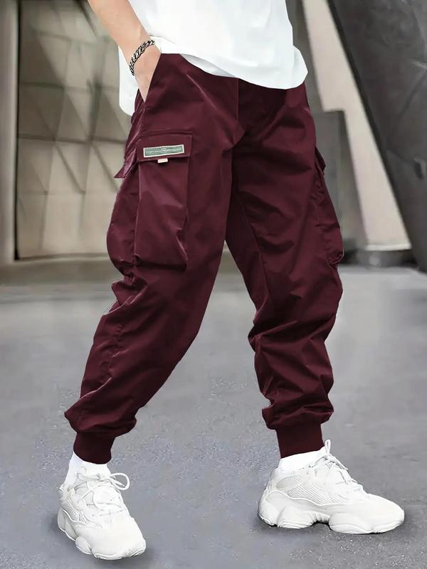 Men's Patched Flap Pocket Drawstring Cargo Pants, Casual Multi-pocket Jogger Pants,  Pants for Men， 2000s Pants for Men, Summer Outfits 2024 for Work, Cargo Pants for Men, Men's Trousers, Men's Clothing Outfits