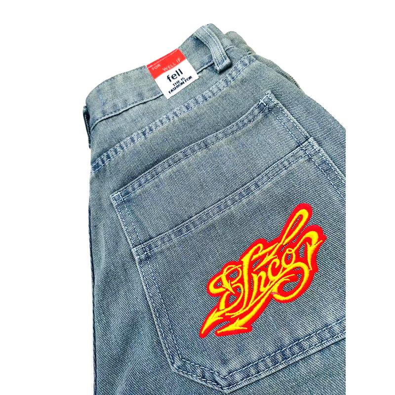 JNCO Y2K loose jeans embroidery black friday 2024 street trend Harajuku men and women casual wide leg jeans Vintage Embroidery Baggy Oversized