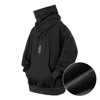 Unisex Oversize Ninja Double Neckline Cotton Hip Hop Hoodie, Loose Casual Pocket Hooded Sweatshirts For Daily Outdoor Wear, Men Fall & Winter Hoodies Oversized Hooded