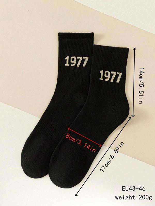 Men's Figure Print Crew Socks, Casual Comfy Breathable Mid-calf Socks for Daily Wear, Men's Socks for All Seasons