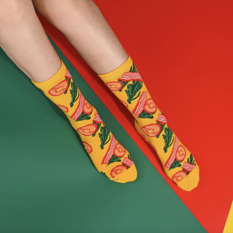 4-Pack Unisex Novelty Pizza Socks – Fun Gift Stocking Stuffer for Parties, Holidays, Birthdays, Halloween, and Christmas mid-calf sock