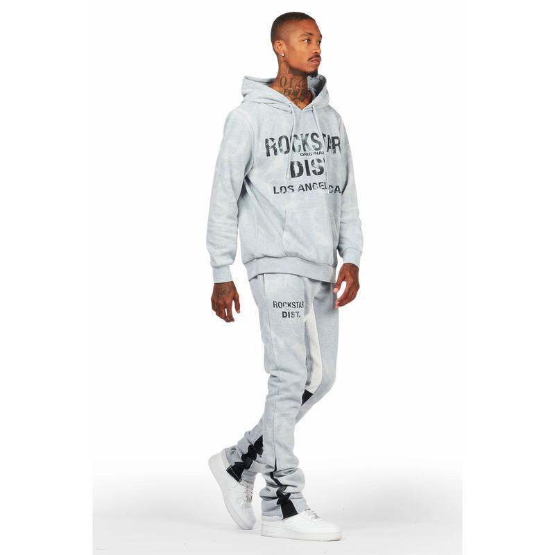 Nelly Heather Grey Hoodie Super Stacked Flare Pant Set