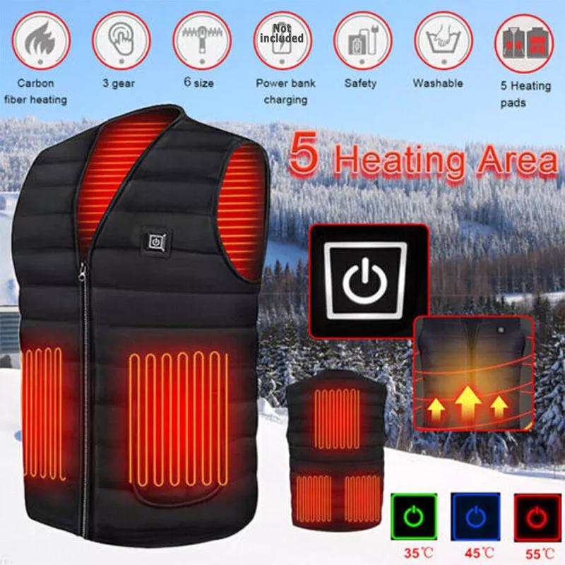 Heated Vest Body Warm Electric USB Jacket Men Women Thermal Heating Coat