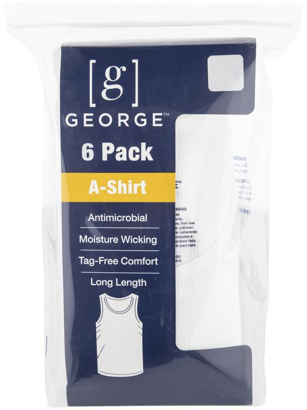 George Men’s A-Shirts, 6-Pack Cotton Menswear