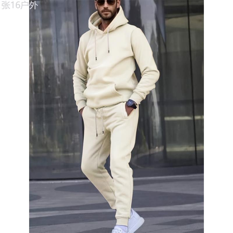 Men'S Casual Sports Set, Fashion Letter X Embroidered Belt,  Hoodie and Athletic Pants, Polyester Knit Sweatshirt and Joggers Outfit for Outdoor Fitness, Regular Fit, Autumn Winter Collection Clothing Fabric Clothing Fabric Menswear  Menswear Collar