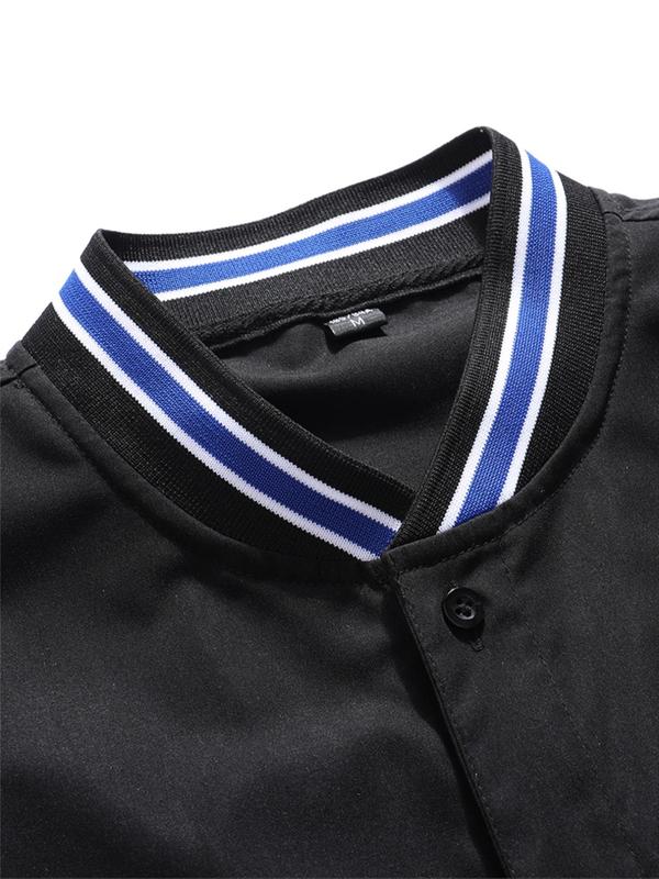 Men's Letter Print Button Front Baseball Collar Shirt, Regular Fit Casual Soft Comfy Short Sleeve Top For Summer, Men's Streetwear For Daily Wear