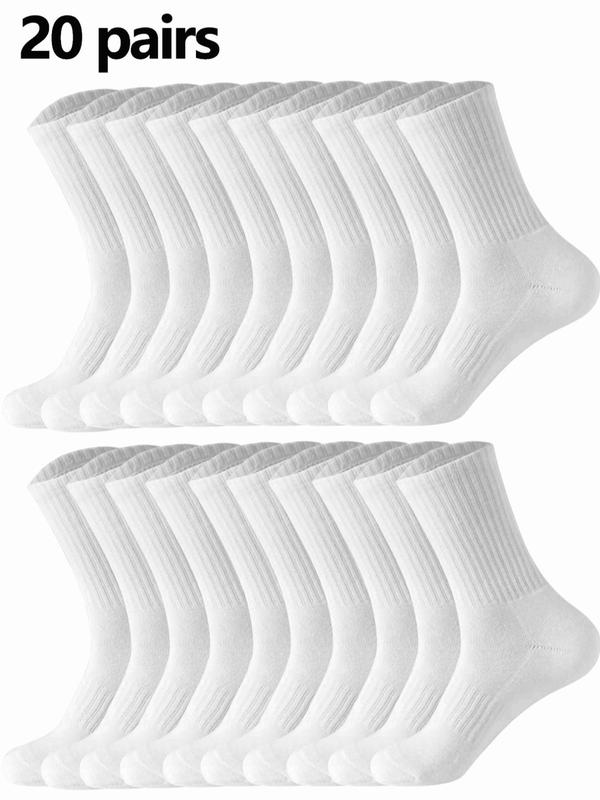 Men's Solid Color Crew Socks, Casual Comfy Breathable Mid Calf Socks for Daily Wear, Multi-pack Mid Knit Socks for Men, Socks for Men