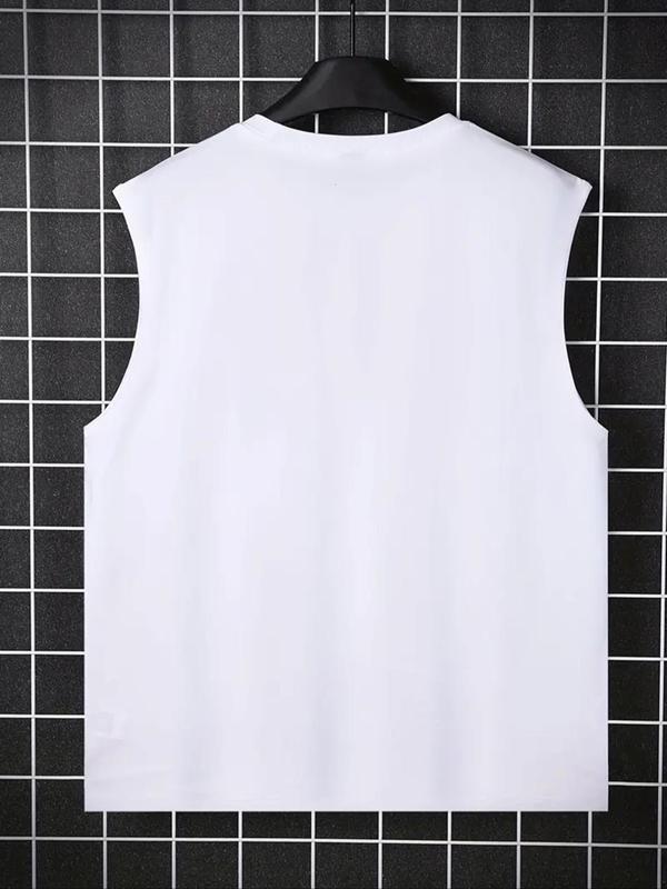 Men's Plain Tank Top, Regular Fit Casual Sleeveless Round Neck Top for Summer, Men's Top for Daily Wear