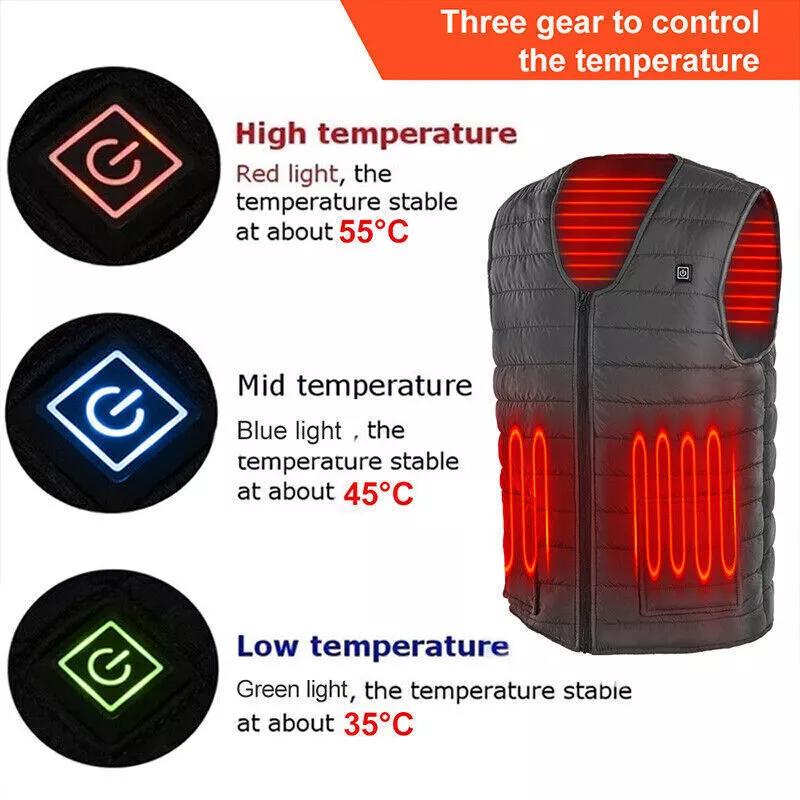 Heated Vest Body Warm Electric USB Jacket Men Women Thermal Heating Coat