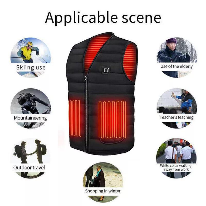 Heated Vest Body Warm Electric USB Jacket Men Women Thermal Heating Coat