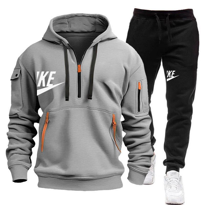 Spring and autumn new fashion Korean style access control zipper men's sweatshirt letter print zipper hooded suit