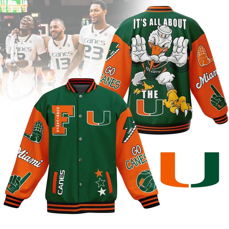 Miami Hurricanes Ncaa New Bomber Baseball Jacket, Unisex Baseball Jacket, Bomber Jaket, Trendy Varsity Jacket, Christmas Gift Modern jacket