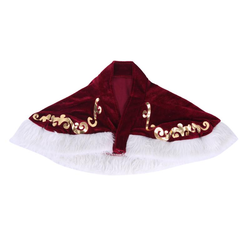 Santa Claus Costume Sets, Hat+Shawl+Top Shirt +Loose Pants+Shoes+Gloves+Waist Belt, Deluxe Velvet Adult Kids Santa Suit