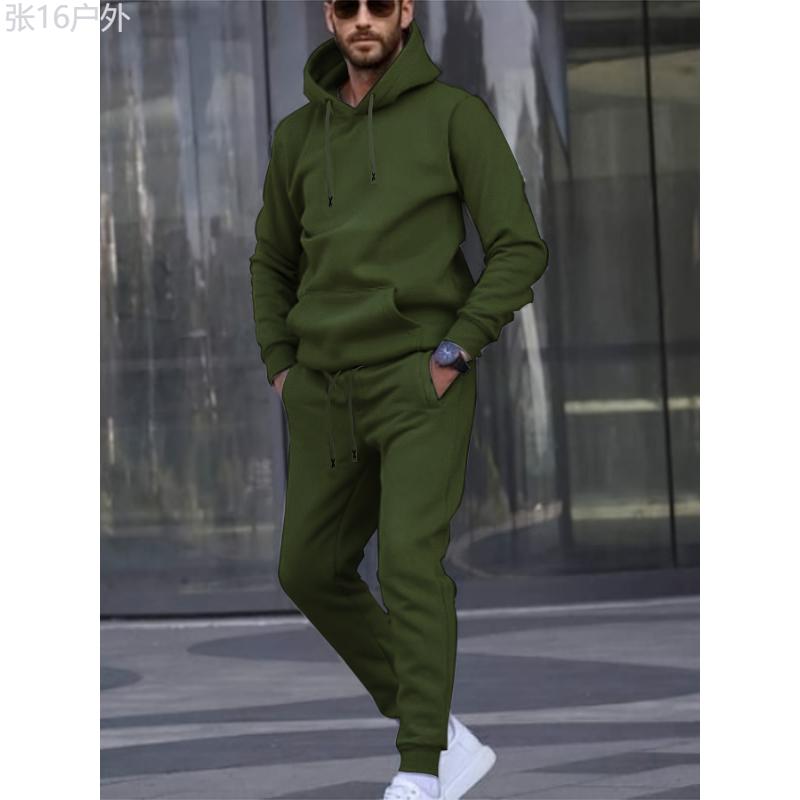 Men'S Casual Sports Set, Fashion Letter X Embroidered Belt,  Hoodie and Athletic Pants, Polyester Knit Sweatshirt and Joggers Outfit for Outdoor Fitness, Regular Fit, Autumn Winter Collection Clothing Fabric Clothing Fabric Menswear  Menswear Collar