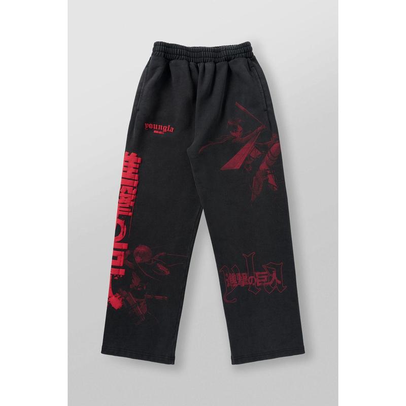 Youngla Joint Anime Attack on Titan Jogger Cotton Terry Printed Wide Leg Trousers