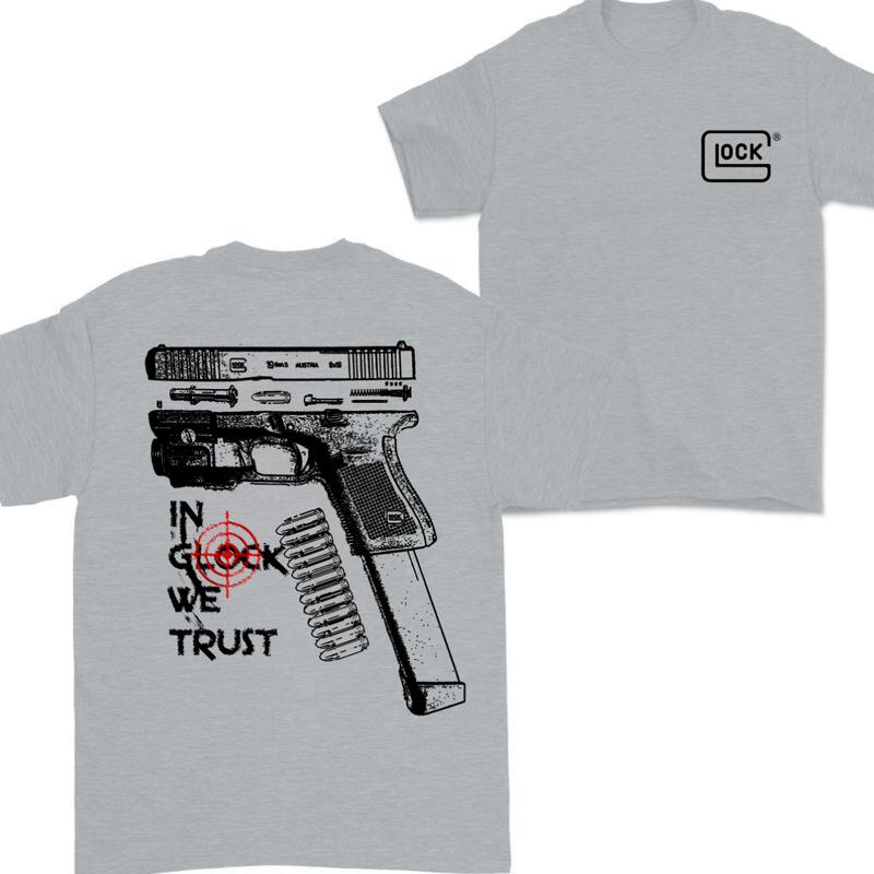 In Glock We Trust Standard size T-shirt, Double Sided Glock Tee, For Men And For Women Menswear Classic Cotton