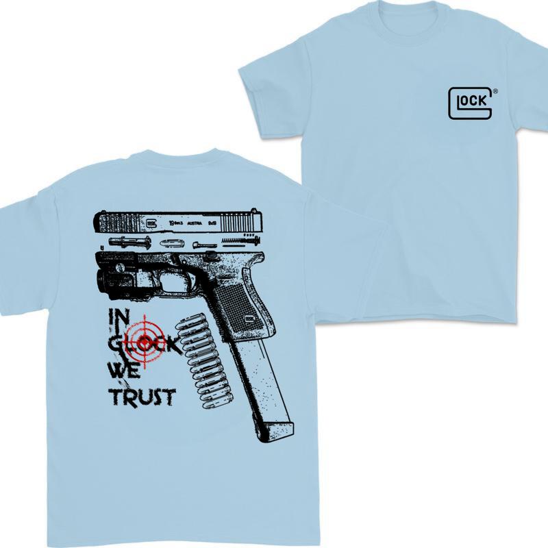 In Glock We Trust Standard size T-shirt, Double Sided Glock Tee, For Men And For Women Menswear Classic Cotton