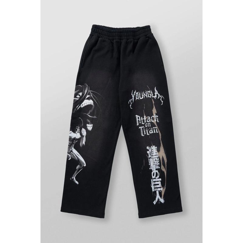 Youngla Joint Anime Attack on Titan Jogger Cotton Terry Printed Wide Leg Trousers