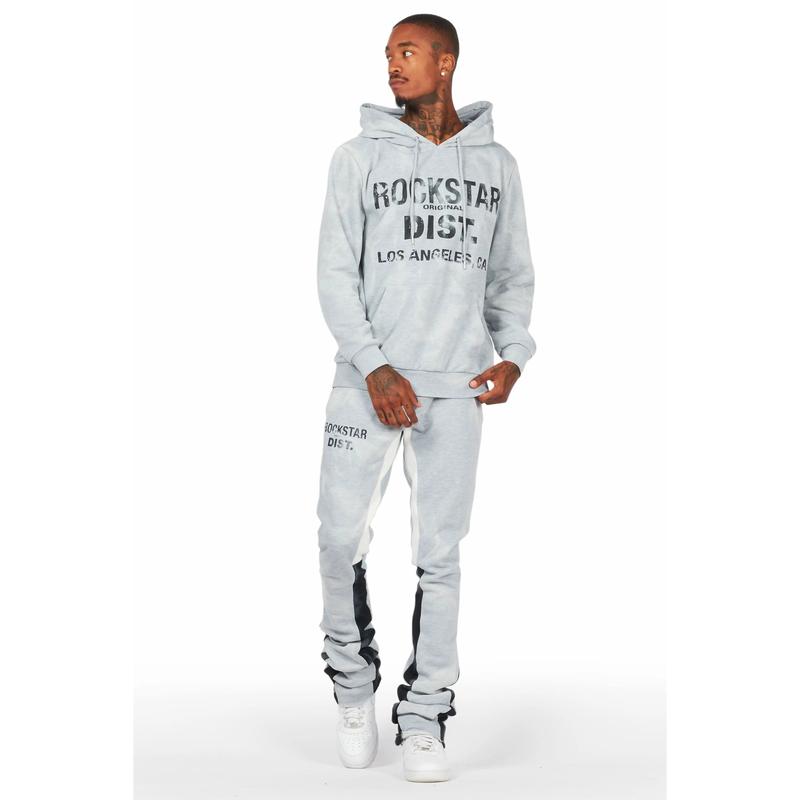 Nelly Heather Grey Hoodie Super Stacked Flare Pant Set