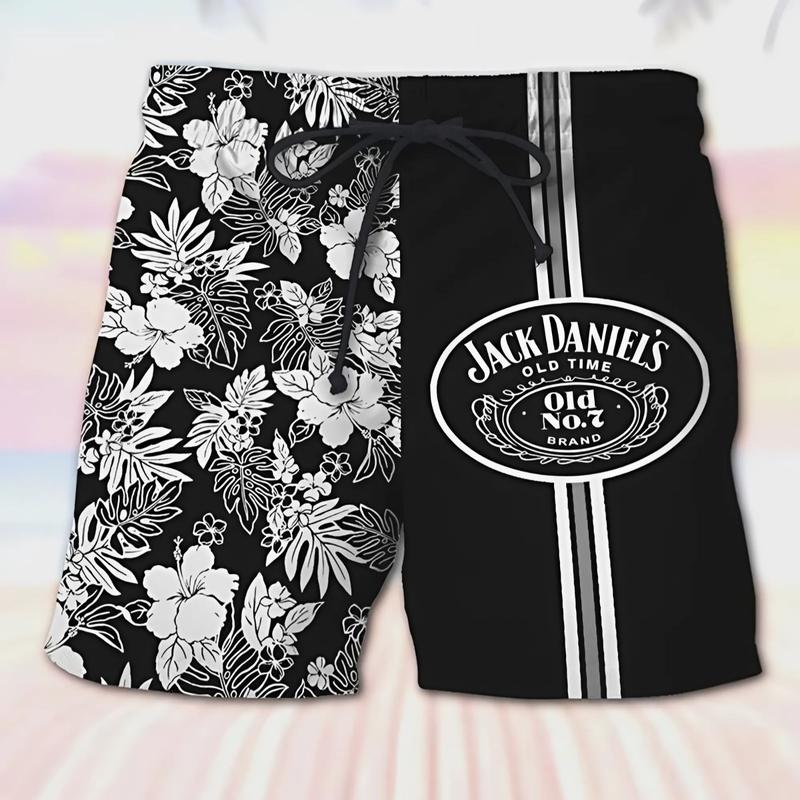 Jack Daniel's Men's Casual Drinking Print Beach Shorts, Hawaiian Short Underwear for men Dad Friend, Men 3D Printed Hawaiian Shorts Gift