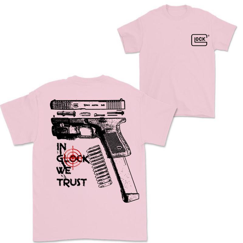 In Glock We Trust Standard size T-shirt, Double Sided Glock Tee, For Men And For Women Menswear Classic Cotton