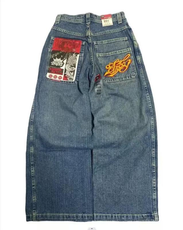 Luxury Vintage Embroidery High Quality Jeans Street Style JNCO Casual Wide Leg Jeans Hip Hop Y2K Denim Menswear