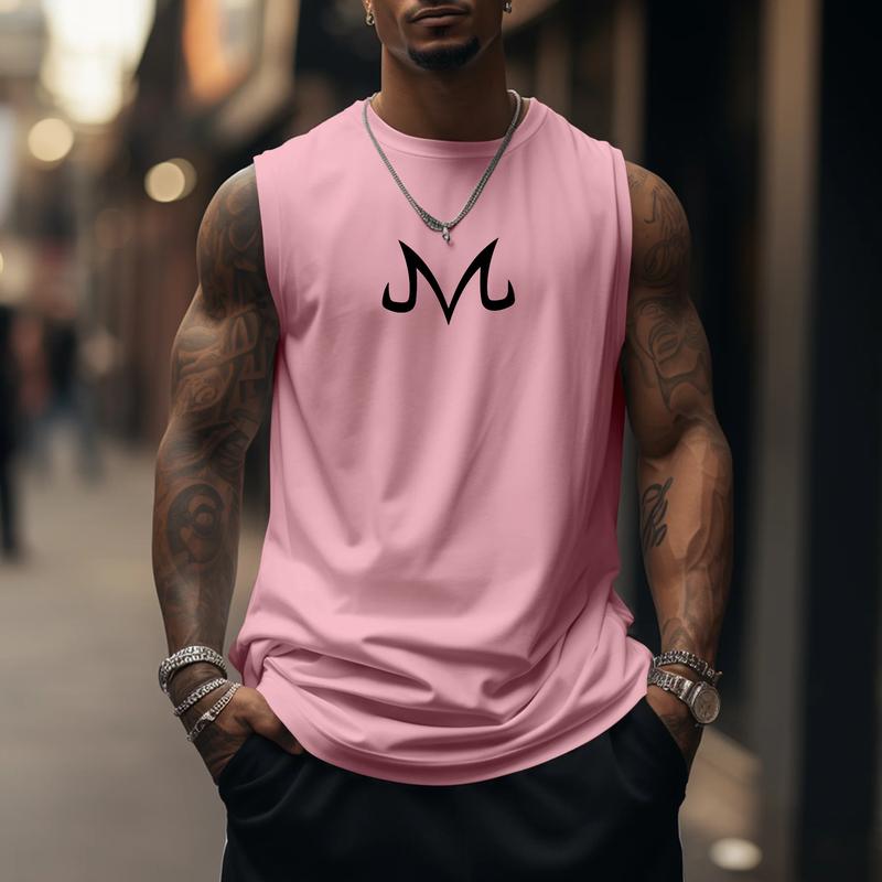 Casual Animation Design Print Tank Top,  Dragon Ball Anime Majin Buu Printed Tank Top, Manga Tank Top For Men, Best Anime Shirts, Gift For Anime Lovers, Anime Printed T-shirt, DB Gift For Fans, Gift For Him, Gift For Her