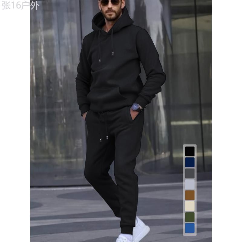 Men'S Casual Sports Set, Fashion Letter X Embroidered Belt,  Hoodie and Athletic Pants, Polyester Knit Sweatshirt and Joggers Outfit for Outdoor Fitness, Regular Fit, Autumn Winter Collection Clothing Fabric Clothing Fabric Menswear  Menswear Collar