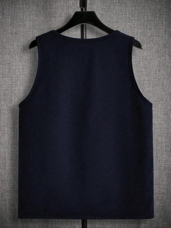 Men's Plain Tank Top, Regular Fit Casual Sleeveless Round Neck Top for Summer, Men's Top for Daily Wear