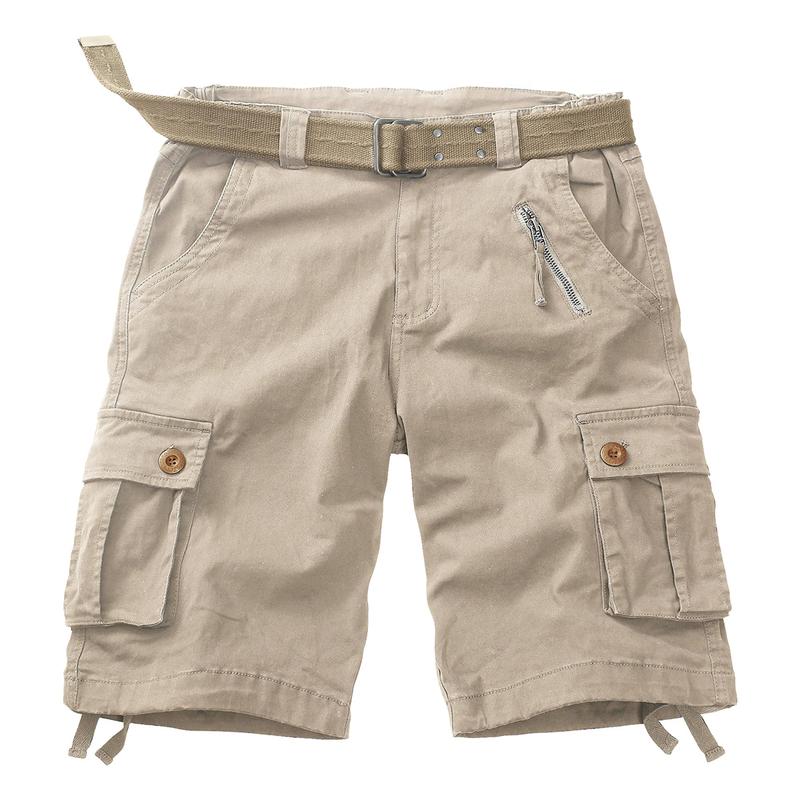 Men's Hiking Shorts Elastic Waist Work Shorts Lightweight Casual Fishing Cargo Shorts for Men with 6 Pockets(No Belts)