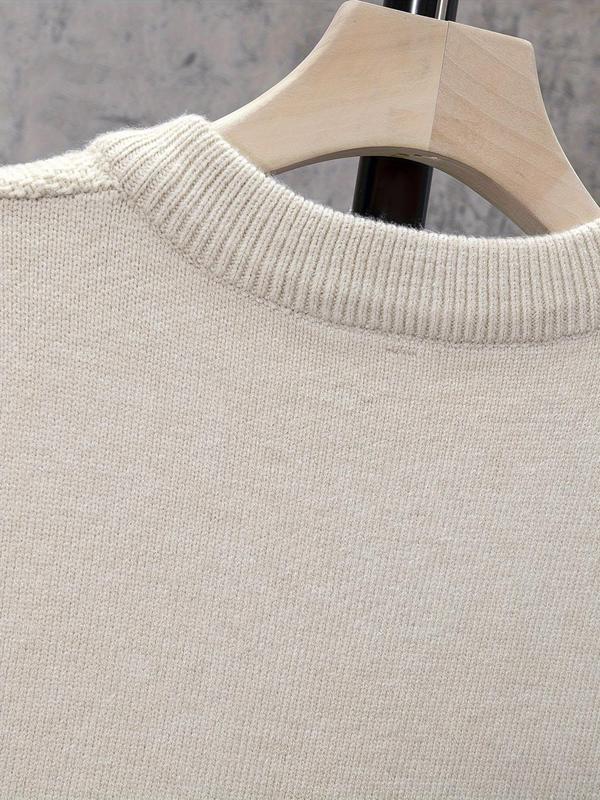 Men's Solid Textured V Neck Sweater Vest, Regular Fit Casual Sleeveless Knitwear Top for Fall & Winter, Men's Knit Clothing for Daily Wear