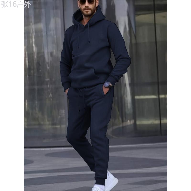 Men'S Casual Sports Set, Fashion Letter X Embroidered Belt,  Hoodie and Athletic Pants, Polyester Knit Sweatshirt and Joggers Outfit for Outdoor Fitness, Regular Fit, Autumn Winter Collection Clothing Fabric Clothing Fabric Menswear  Menswear Collar