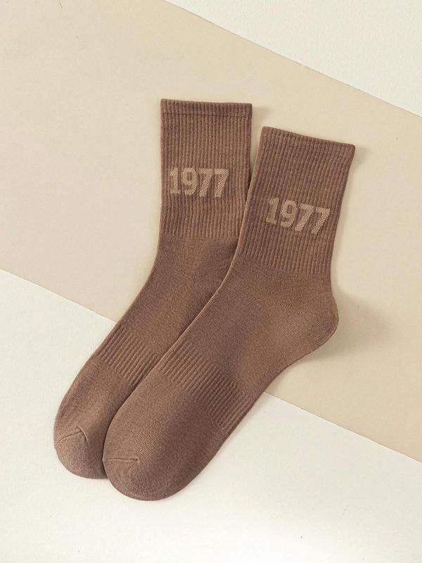 Men's Figure Print Crew Socks, Casual Comfy Breathable Mid-calf Socks for Daily Wear, Men's Socks for All Seasons