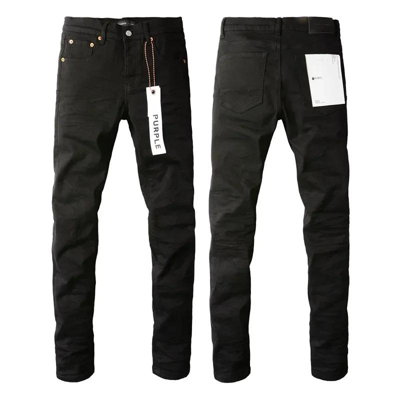 Purple Jeans American High Street Black Pleated Basic Model 2024 New Fashion Trend High Quality Jeans