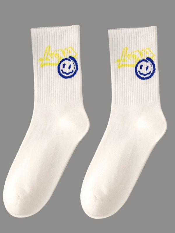 Random 10 Pairs Unisex's  Cartoon Print Crew Socks, Casual Comfortable Breathable Socks for Daily Wear, Men's Socks for All Seasons