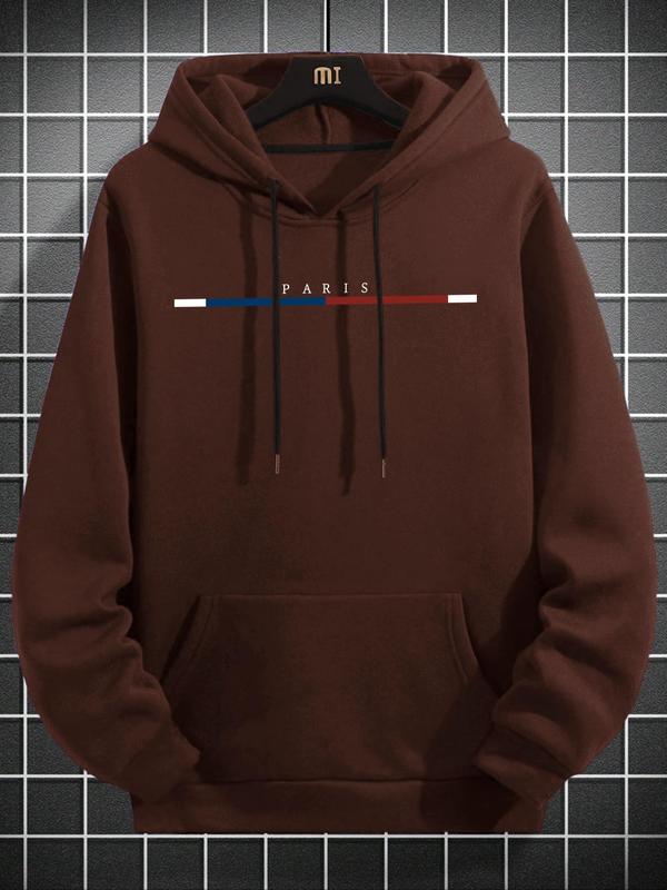 Stylish Colorblock Letter Print Drop Shoulder Longsleeves Hoodie, Casual Regular Fit Soft Drawstring Hooded Sweatshirt for Outdoor, Fall Outfits 2024, Graphic Hoodies for Fall, Streetwear, Mens Clothing, Please Purchase A Size Up Sun Faded Hoodie Black