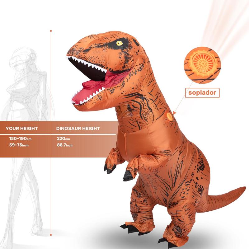 Inflatable Tyrannosaurus Rex Costume, 1 Count Inflatable Dinosaur Costume, Party Clothing for Halloween, Cosplay, Festive & Party Supplies without Battery