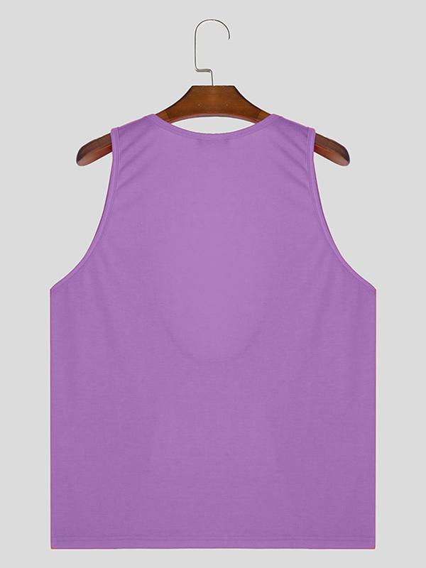 Men's Solid Deep V Neck Tank Top, Casual Loose Sleeveless Top for Summer, Fashion Men's Streetwear Clothing for Daily Wear