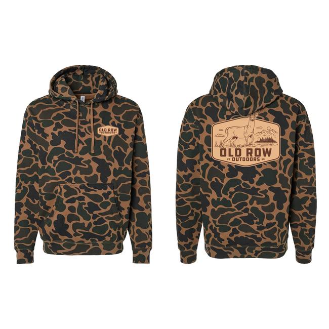 OLD ROW OUTDOORS DEER BADGE CAMO HOODIE 3D - Camo Pattern Hunting Hoodies For Men And Women, Hunter Gifts Menswear Pullover camo pattern