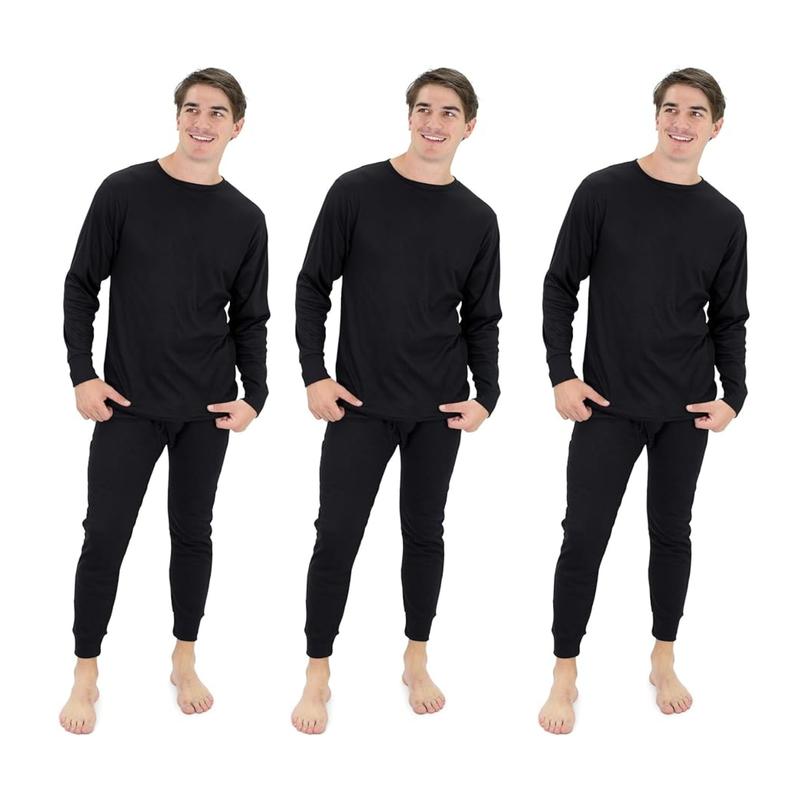 3-Pack Men's Winter Thermal Top & Bottom Set (3 Full Sets   3 Tops & 3 Bottoms)