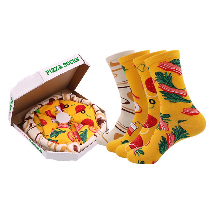 4-Pack Unisex Novelty Pizza Socks – Fun Gift Stocking Stuffer for Parties, Holidays, Birthdays, Halloween, and Christmas mid-calf sock