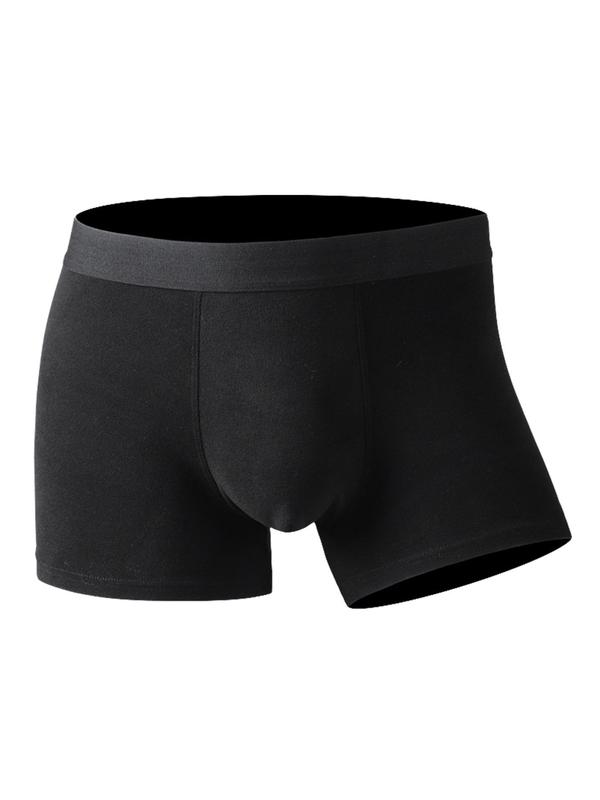 Men's Solid Color Boxer Briefs, Casual Comfy Breathable Underwear for Daily Wear, Men's Underwear for All Seasons