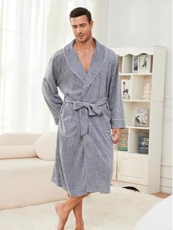 Men Lightweight Fleece Robe,Soft Long Shawl Collar Bathrobe For Men. Menswear Nightwear Gowns Loungewear Long Sleeve Beige Plain Tropical christmas 2024 ornament