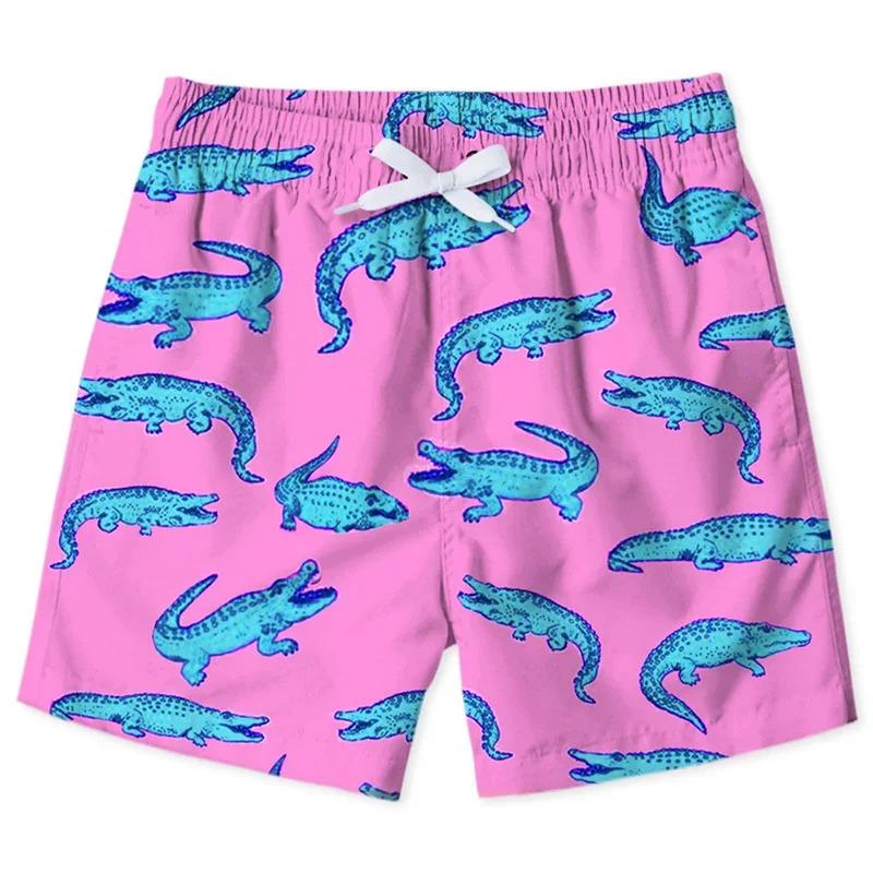 Casual fashioncasual fashioncute shark dinosaur beach shorts for men kids 3D print cartoon animal swim trunks surfing board shorts male street short pants