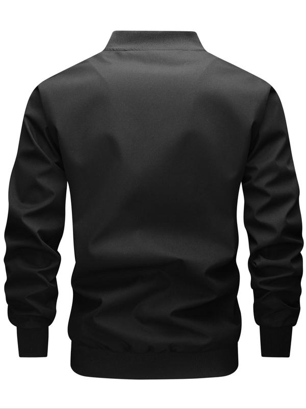 Men's Solid Button Front Pocket Varsity Jacket, Vintage Men's Clothing, Men Designer Clothes, Regular Fit Casual Buckle Design Long Sleeve Baseball Collar Outerwear for Fall & Winter, Winter Outfits 2024