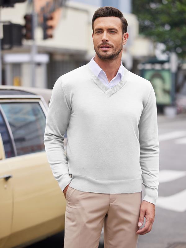 COOFANDY Mens V Neck Dress Sweater Long Sleeve Slim Fit Fashion Pullover Sweater Classic Fabric Menswear